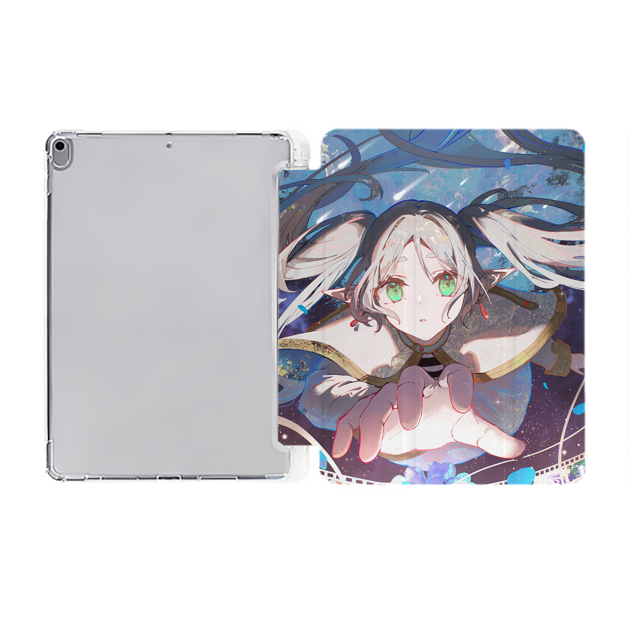 （画像用） 葬送のフリーレン Frieren IPad ケース ペン収納付き 三つ折りスタンド PUレザー×シリコン 対応機種9.5/10.5/10.9インチ